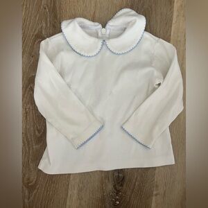 Peterpan Collar Long sleeve shirt with baby blue trim